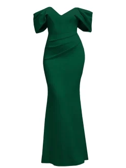 Goddiva Damen Maxi Kleid in tanne - Ausschnitt: Carmen