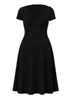 Goddiva Damen Midi-Kleid in schwarz - Ausschnitt: Karree