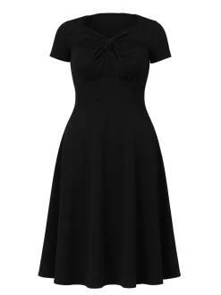 Goddiva Damen Midi-Kleid in schwarz - Ausschnitt: Karree