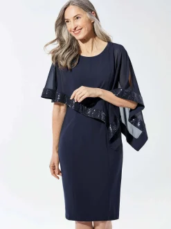 Goldner Damen Abendkleid - Kurzgröße in marine