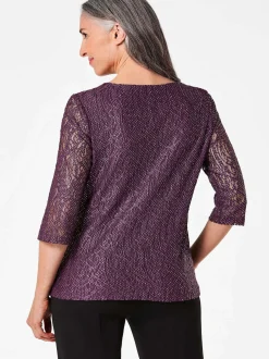 Goldner Damen 3/4-Arm-Blusen in aubergine