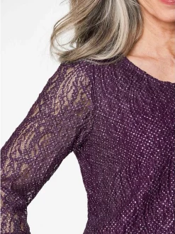 Goldner Damen 3/4-Arm-Blusen in aubergine