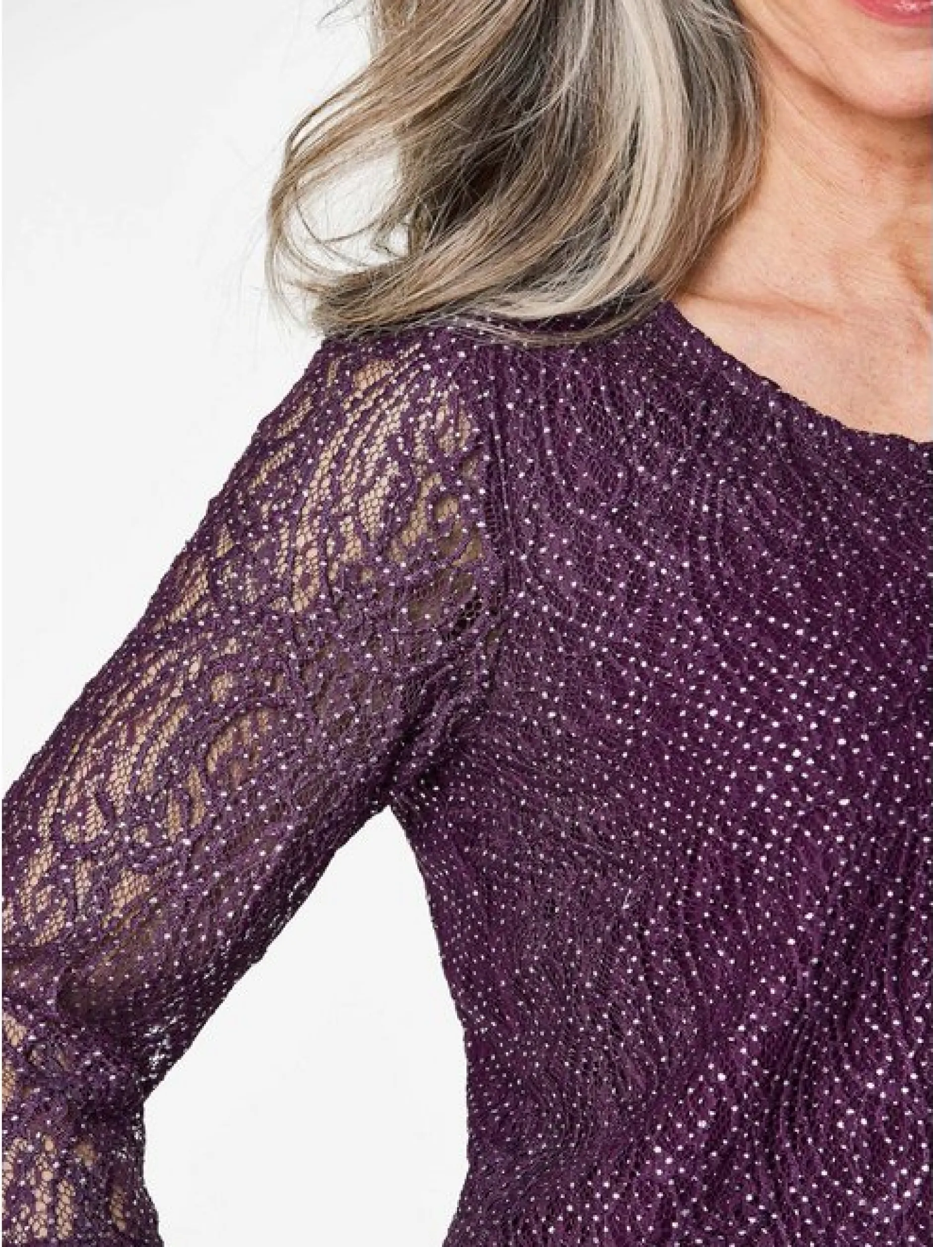 Goldner Damen 3/4-Arm-Blusen in aubergine