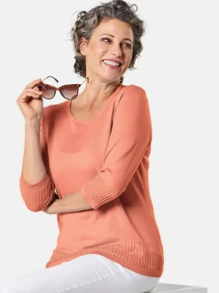 Goldner Damen 3/4-Arm-Pullover in aprikot