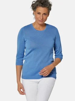 Goldner Damen 3/4-Arm-Pullover in blau - Ärmel: 3/4 Arm