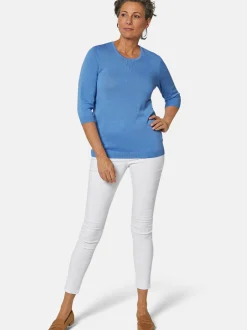 Goldner Damen 3/4-Arm-Pullover in blau - Ärmel: 3/4 Arm