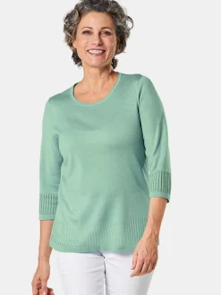 Goldner Damen 3/4-Arm-Pullover in grün - Ärmel: 3/4 Arm
