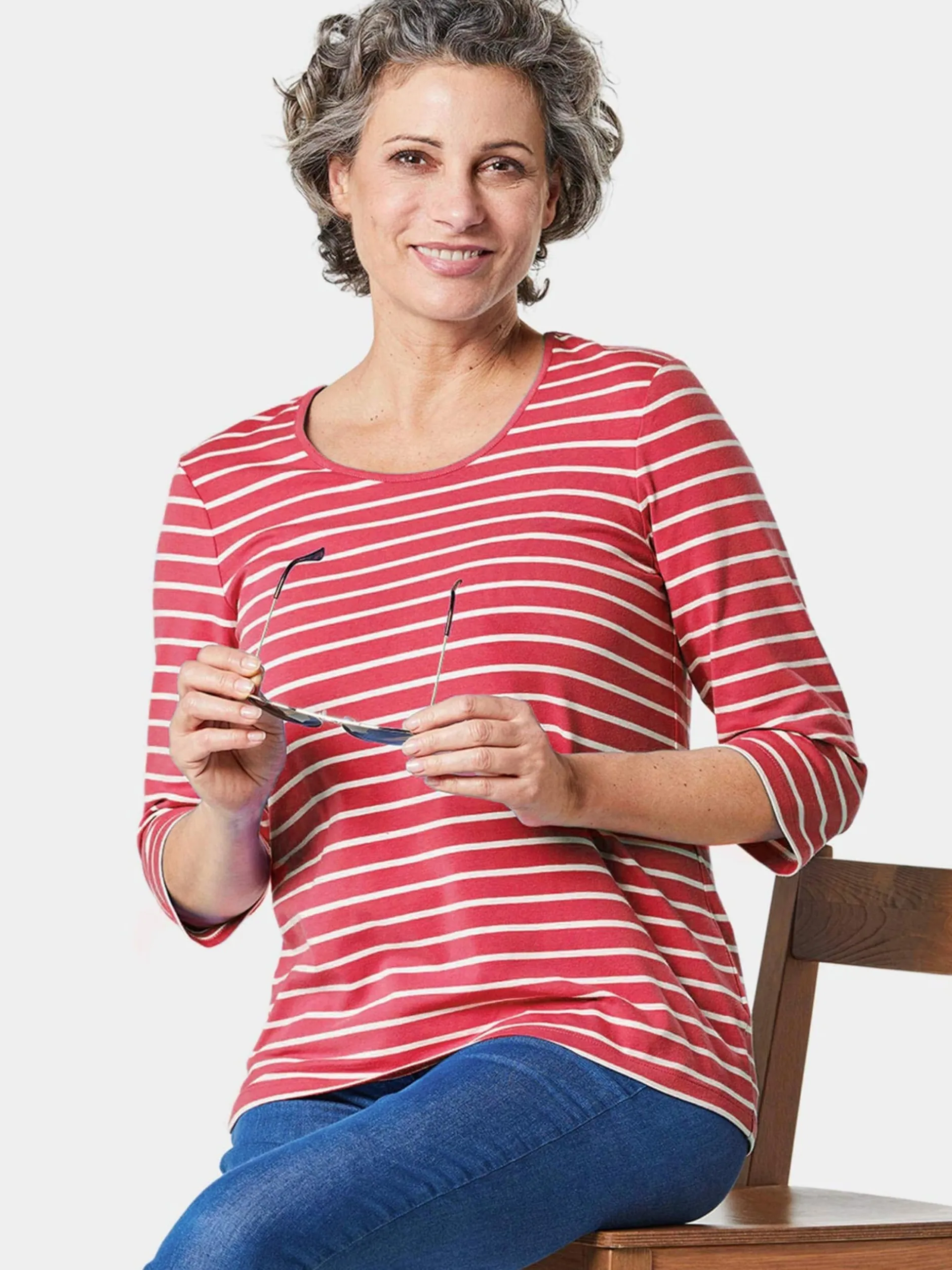 Goldner Damen 3/4-Arm-Shirts in rot - Ärmel: 3/4 Arm