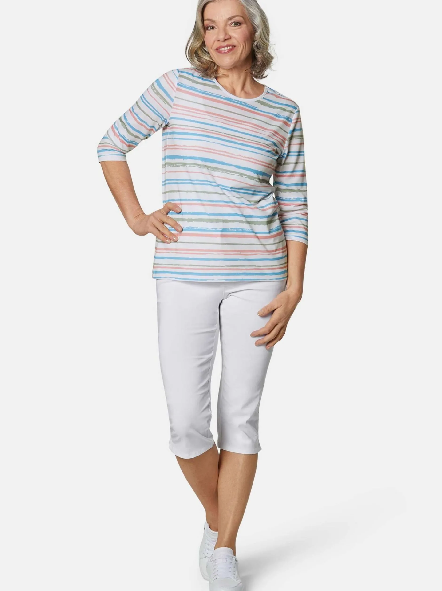 Goldner Damen 3/4-Arm-Shirts in weiß - Ärmel: 3/4 Arm