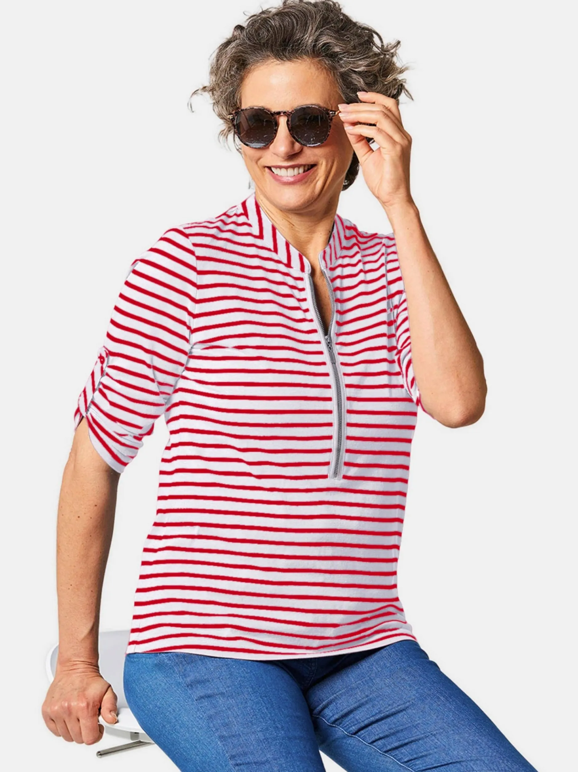 Goldner Damen 3/4-Arm-Shirts - Kurzgröße in weiß
