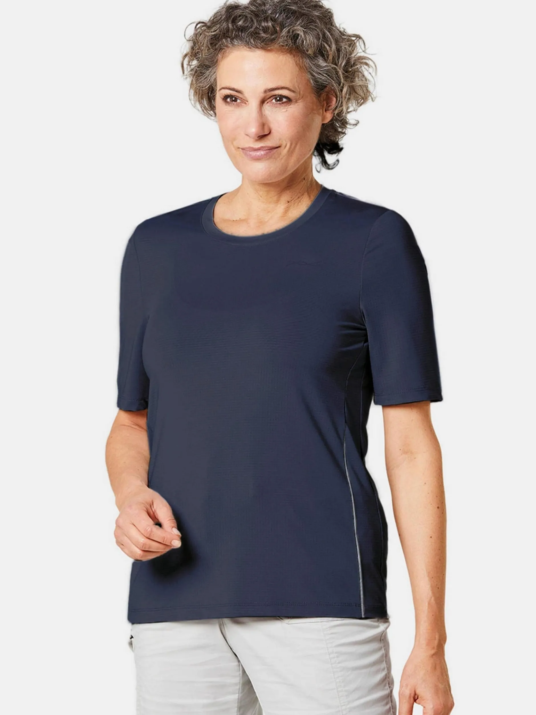 Goldner Damen Basic Shirts in marine - Ärmel: Halbarm