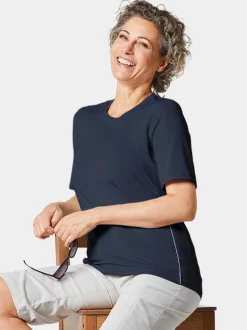 Goldner Damen Basic Shirts in marine - Ärmel: Halbarm