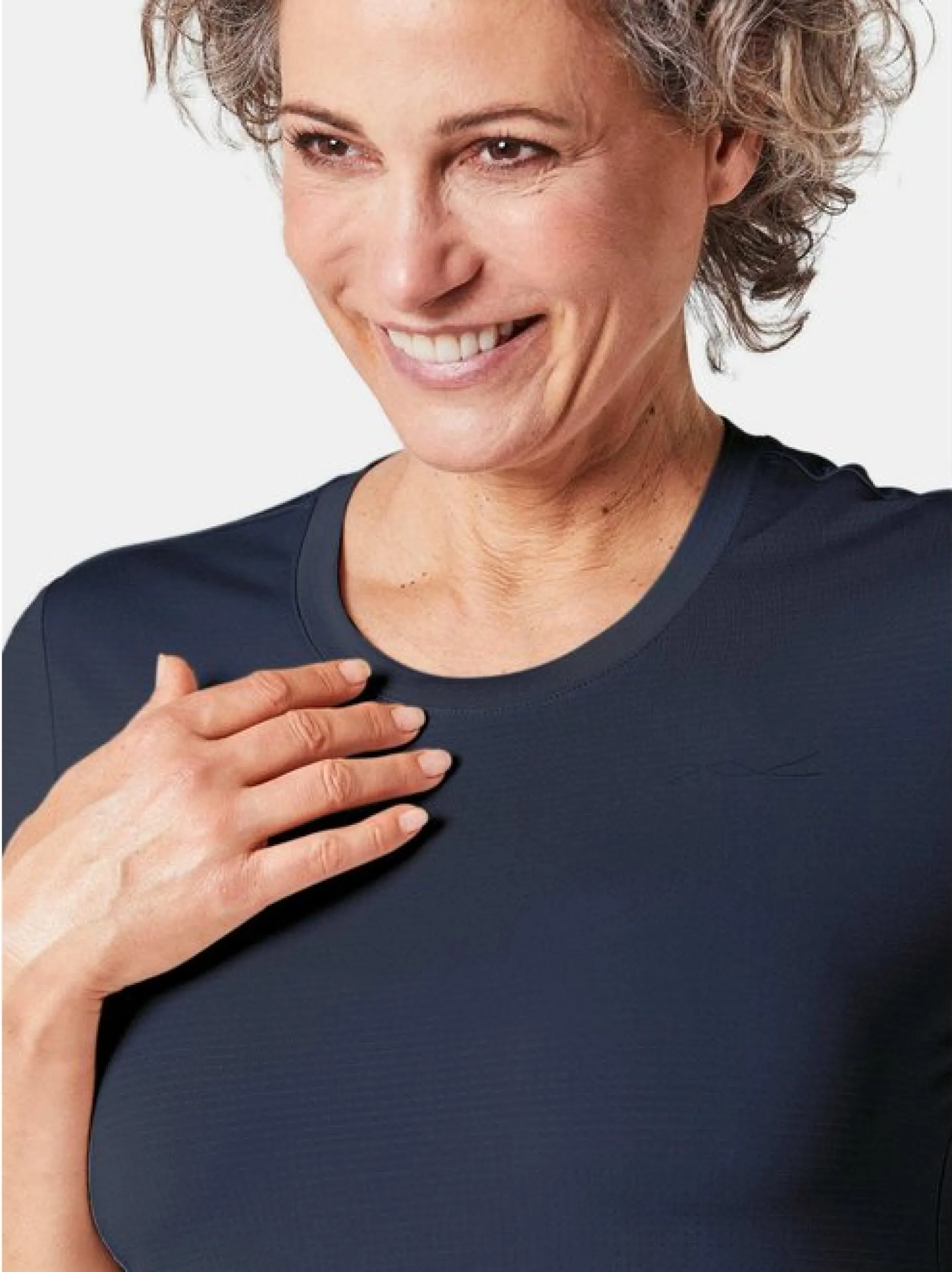 Goldner Damen Basic Shirts in marine - Ärmel: Halbarm