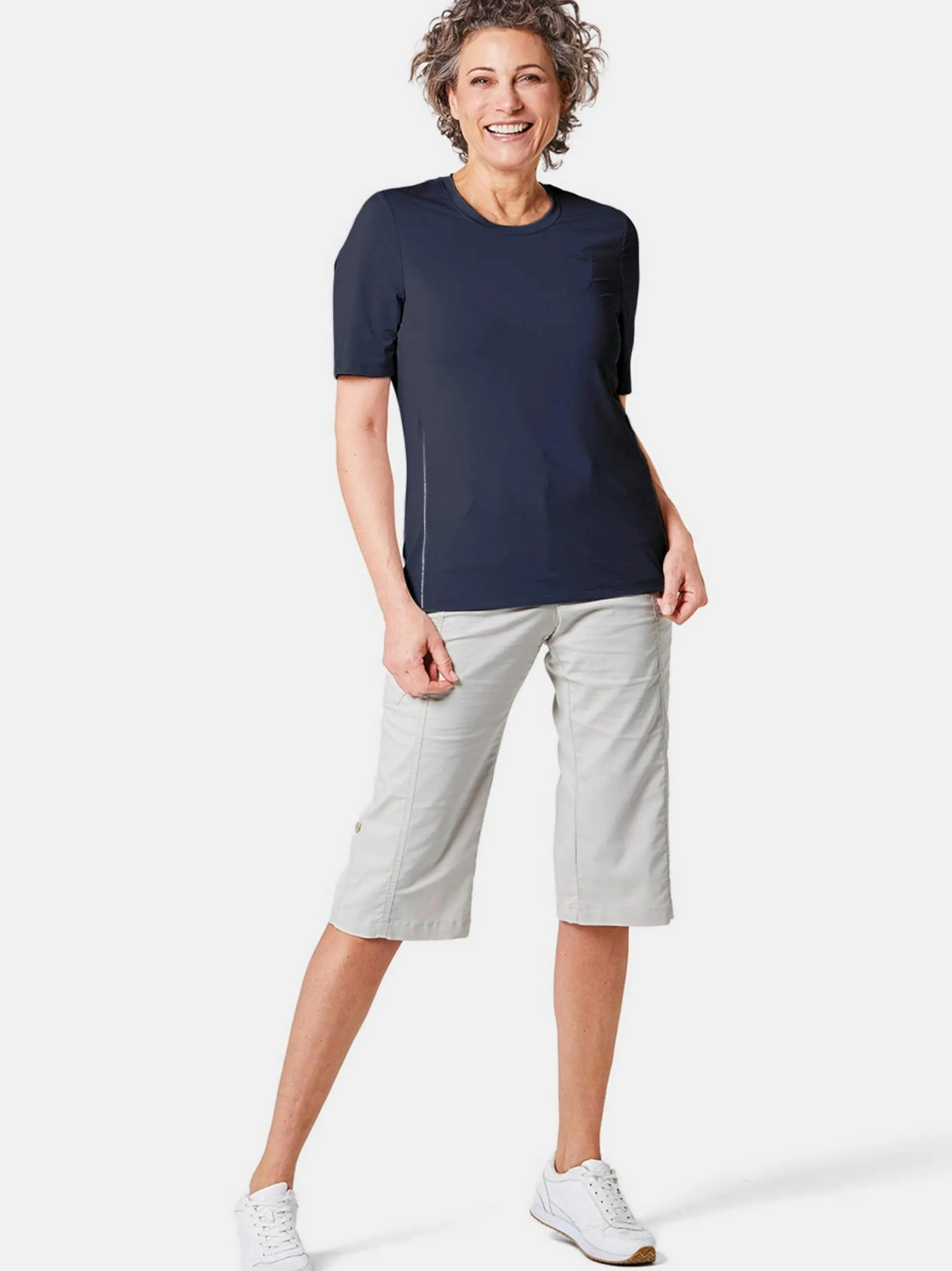 Goldner Damen Basic Shirts in marine - Ärmel: Halbarm