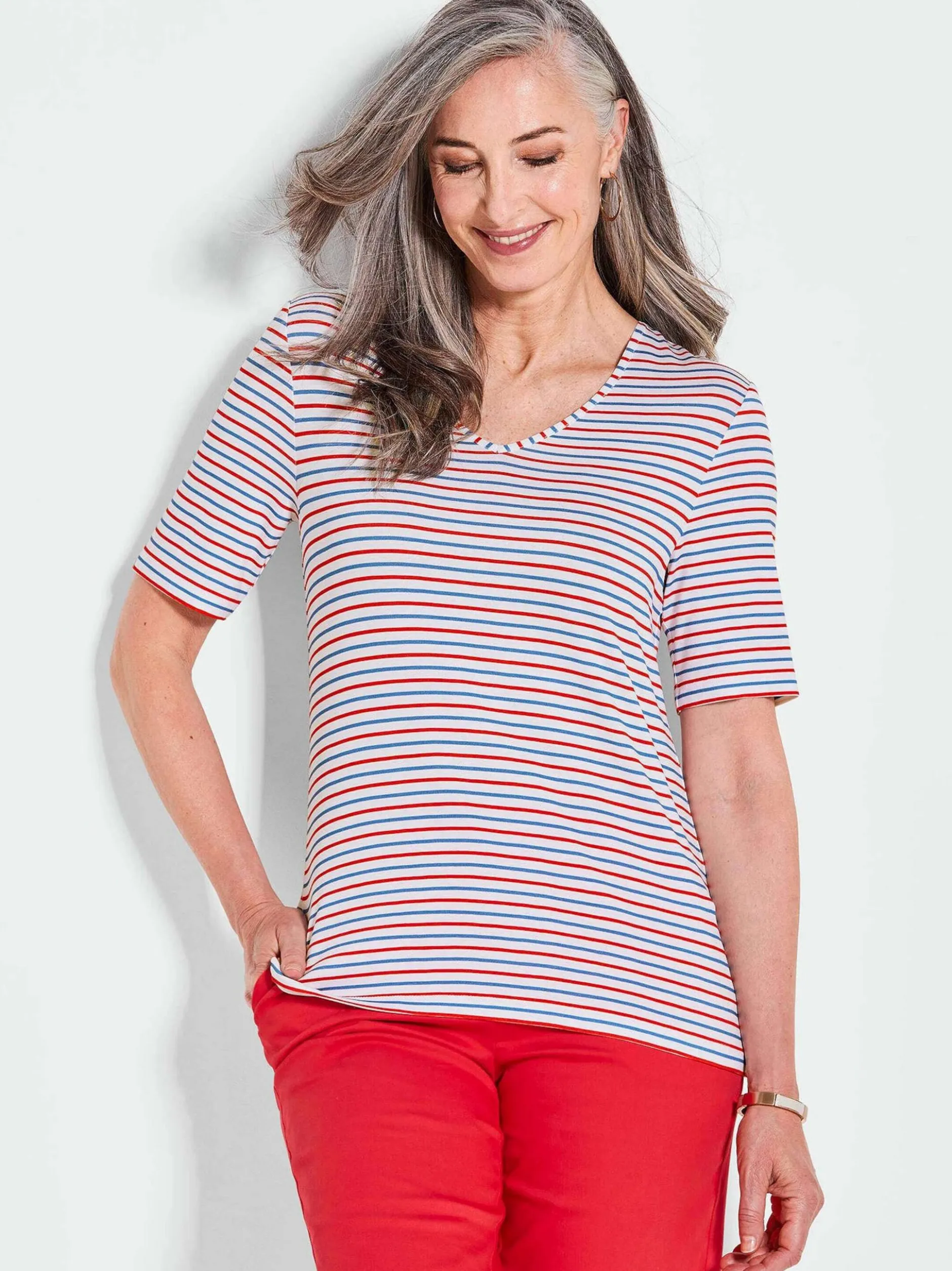 Goldner Damen Basic Shirts in rot - Ärmel: Halbarm