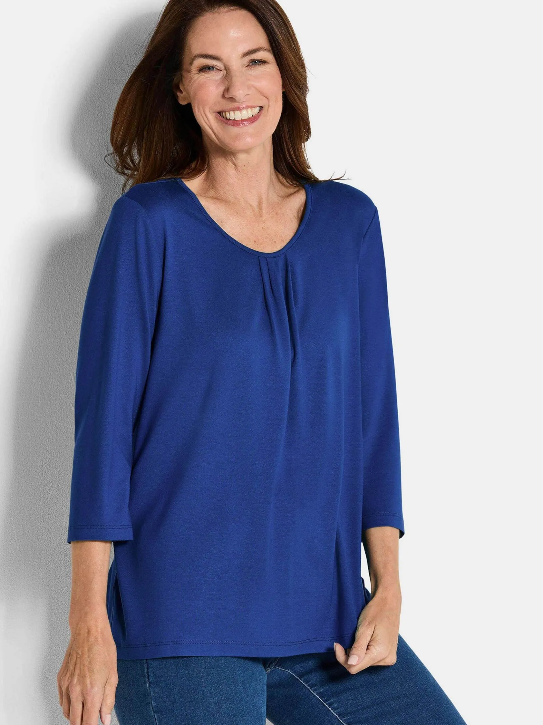 Goldner Damen Basic Shirts in royal - Ärmel: 3/4 Arm