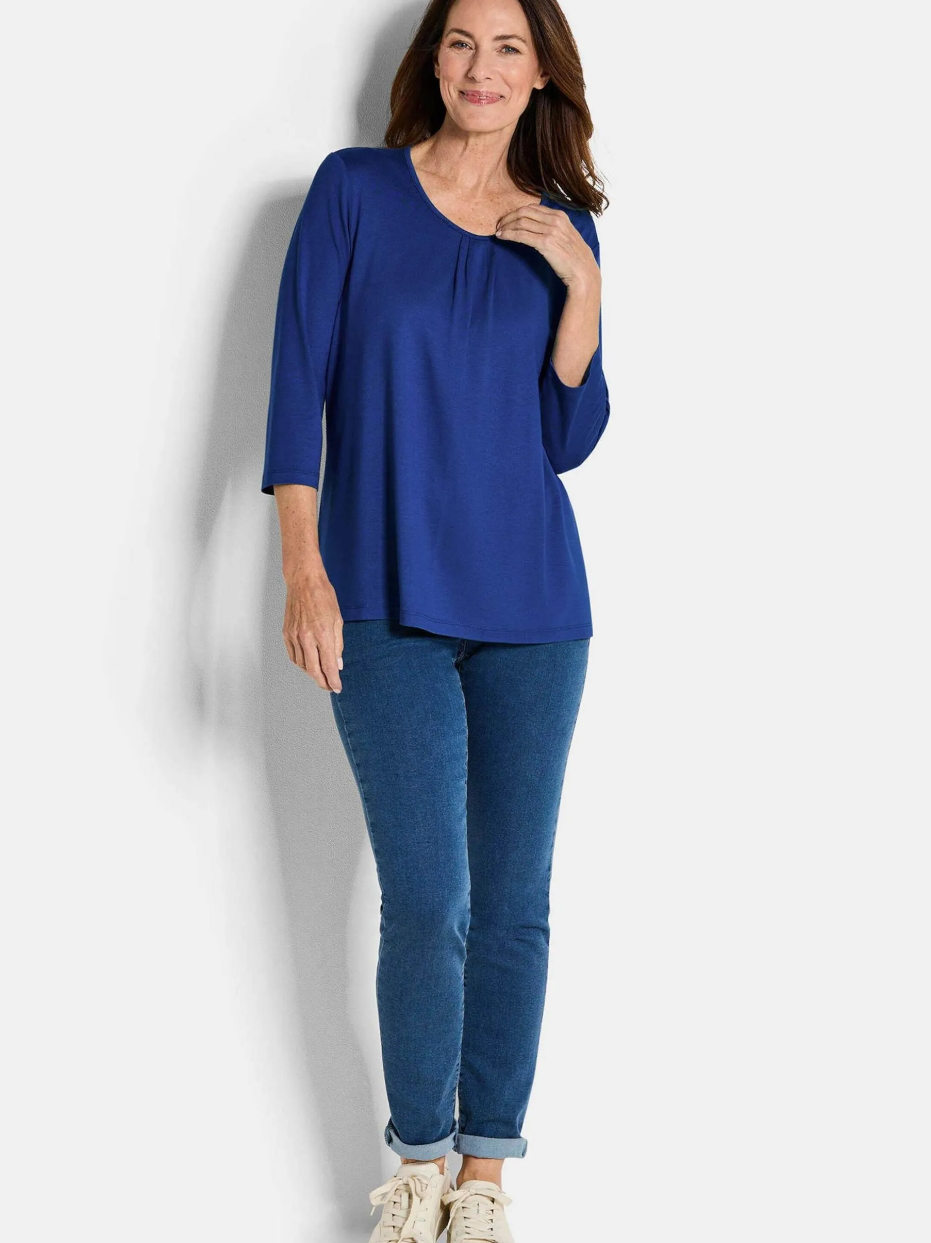 Goldner Damen Basic Shirts in royal - Ärmel: 3/4 Arm