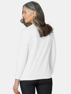 Goldner Damen Basic Shirts in weiß - Ärmel: langarm