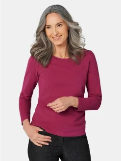 Goldner Damen Basic Shirts in weiß - Ärmel: langarm