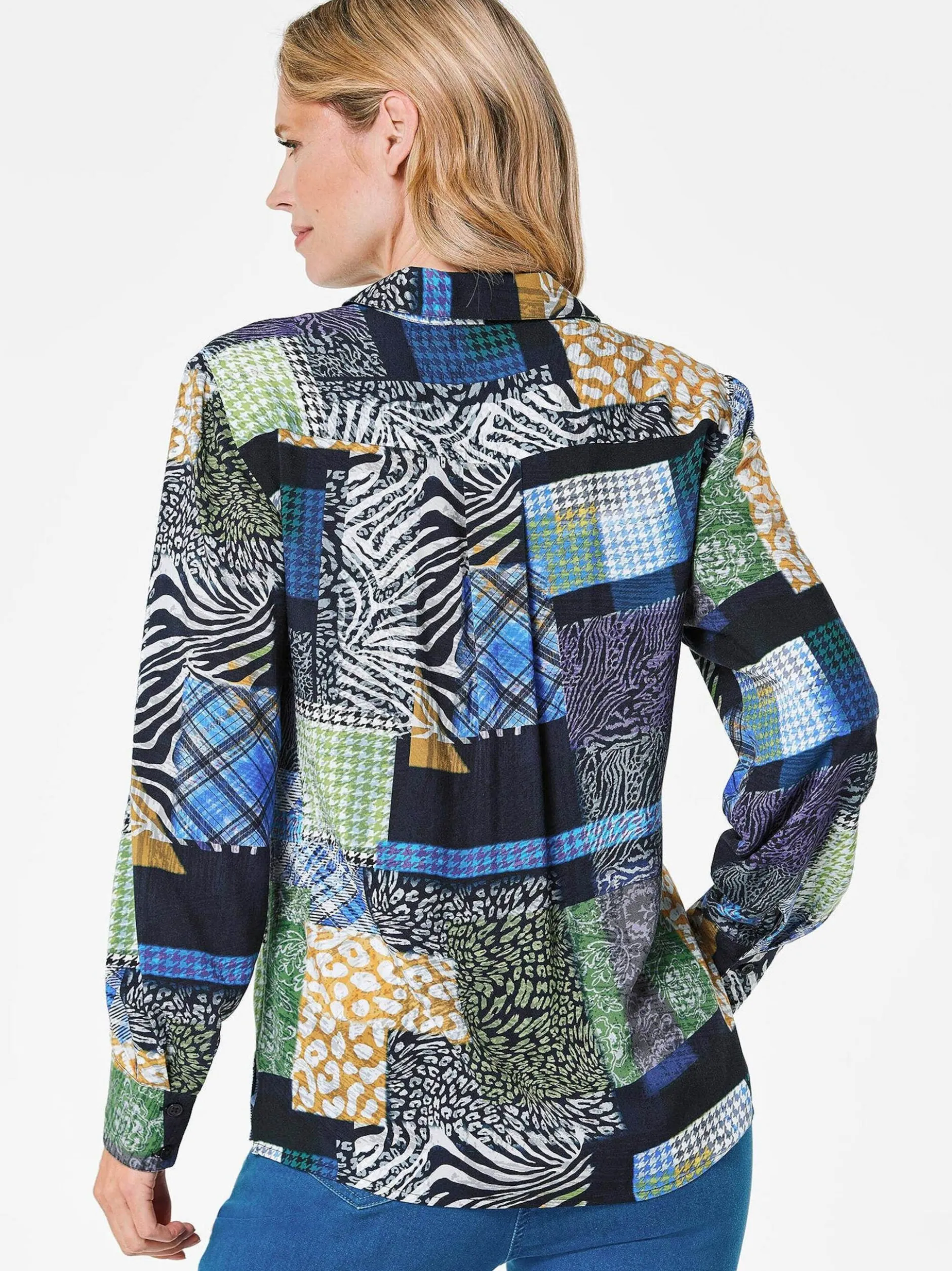 Goldner Damen Blusen in marine mehrfarbig