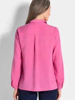 Goldner Damen Blusen in pink - Ärmel: langarm