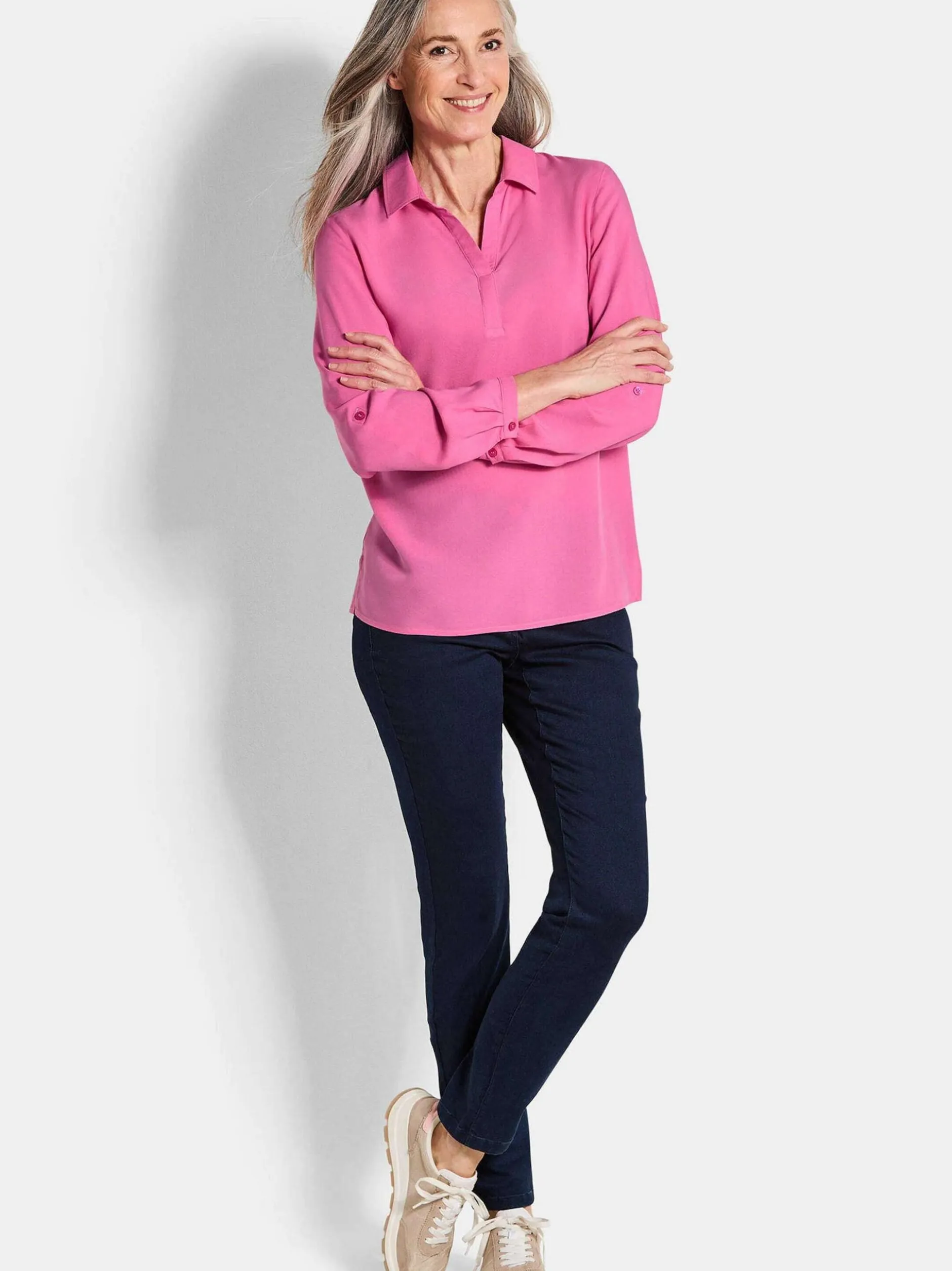 Goldner Damen Blusen in pink - Ärmel: langarm