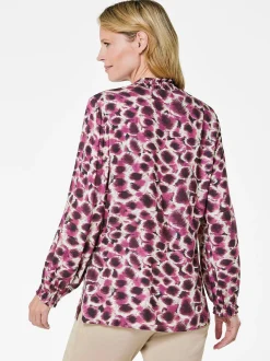 Goldner Damen Blusen - Kurzgröße in aubergine mehrfarbig