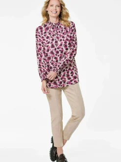Goldner Damen Blusen - Kurzgröße in aubergine mehrfarbig