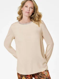 Goldner Damen Blusenshirt - Kurzgröße in weiß