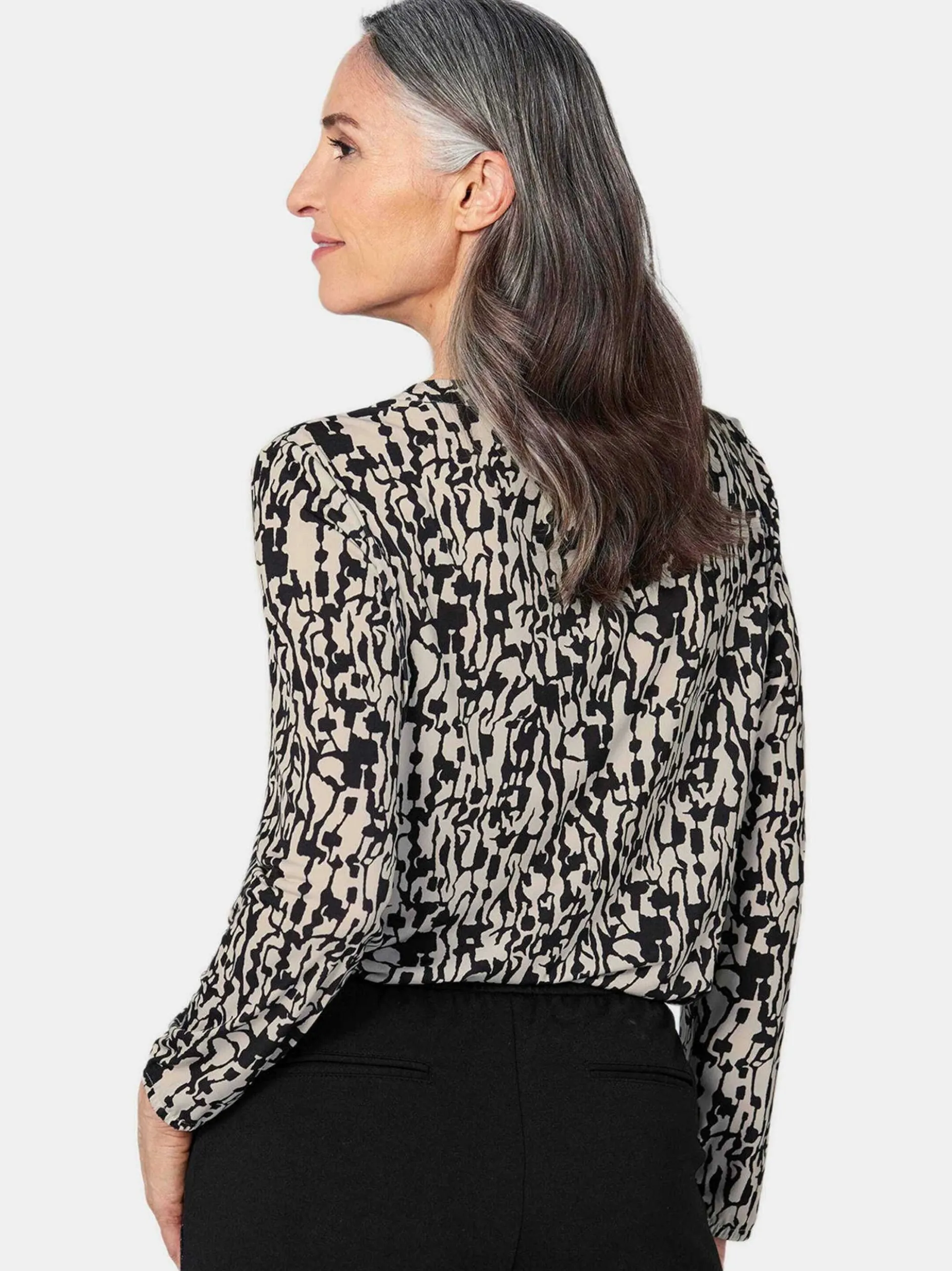 Goldner Damen Blusenshirts in beige - Ärmel: langarm