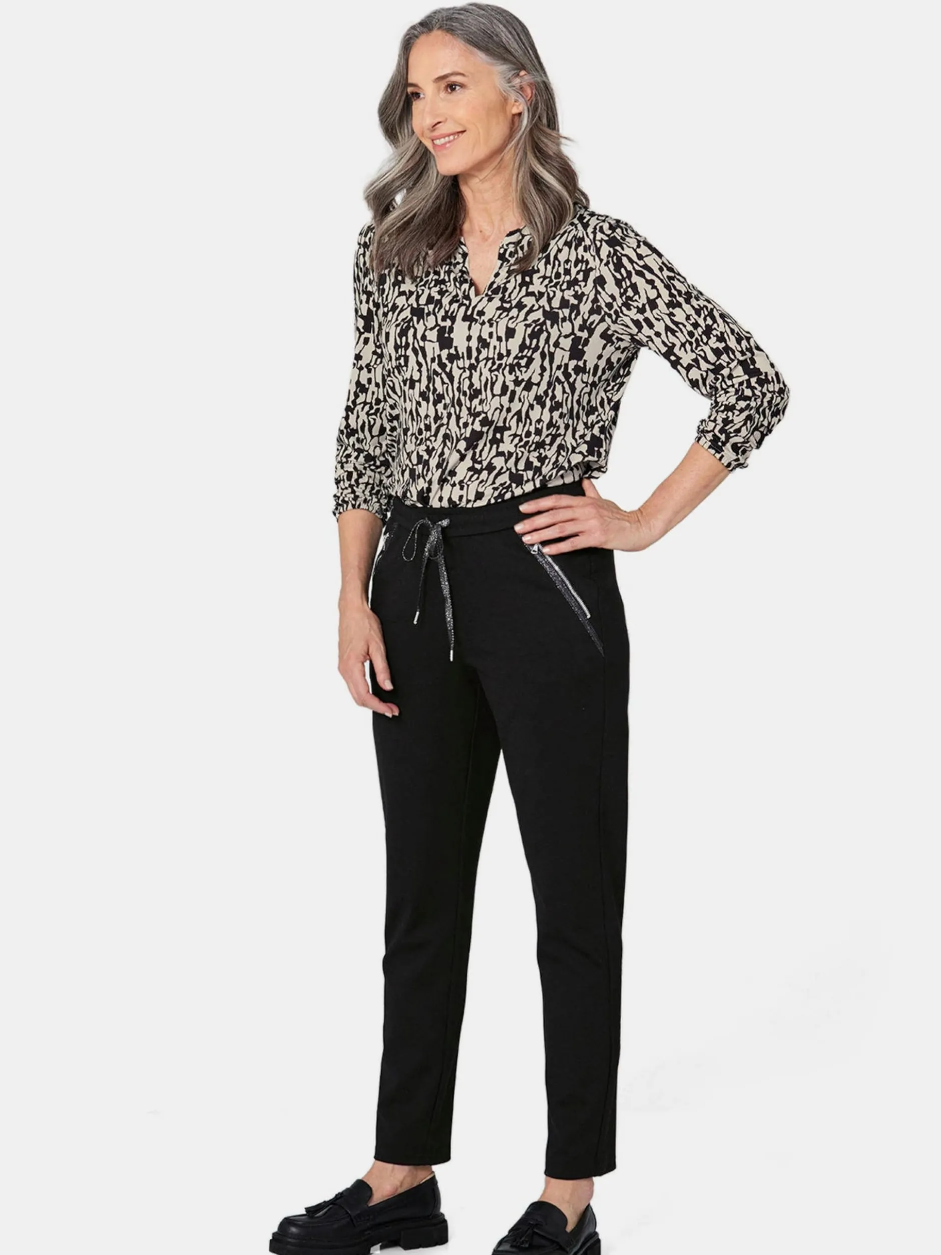 Goldner Damen Blusenshirts in beige - Ärmel: langarm