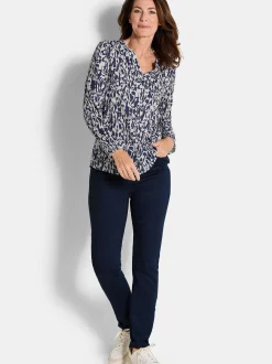 Goldner Damen Blusenshirts in blau - Ärmel: langarm