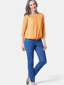Goldner Damen Blusenshirts in gelb - Ärmel: 3/4 Arm