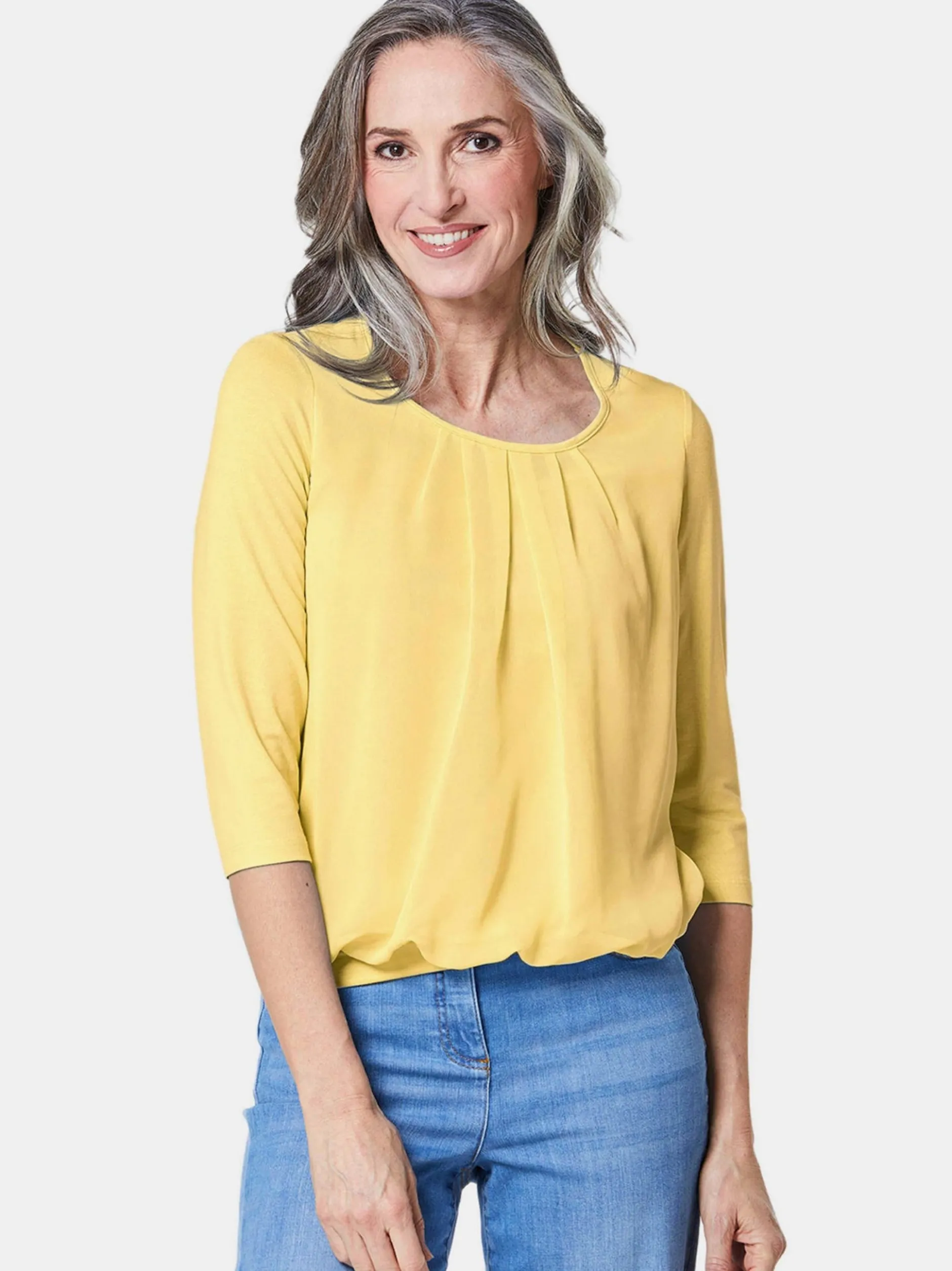 Goldner Damen Blusenshirts in gelb - Ärmel: 3/4 Arm