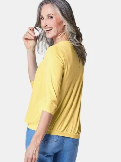 Goldner Damen Blusenshirts in gelb - Ärmel: 3/4 Arm