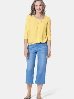Goldner Damen Blusenshirts in gelb - Ärmel: 3/4 Arm