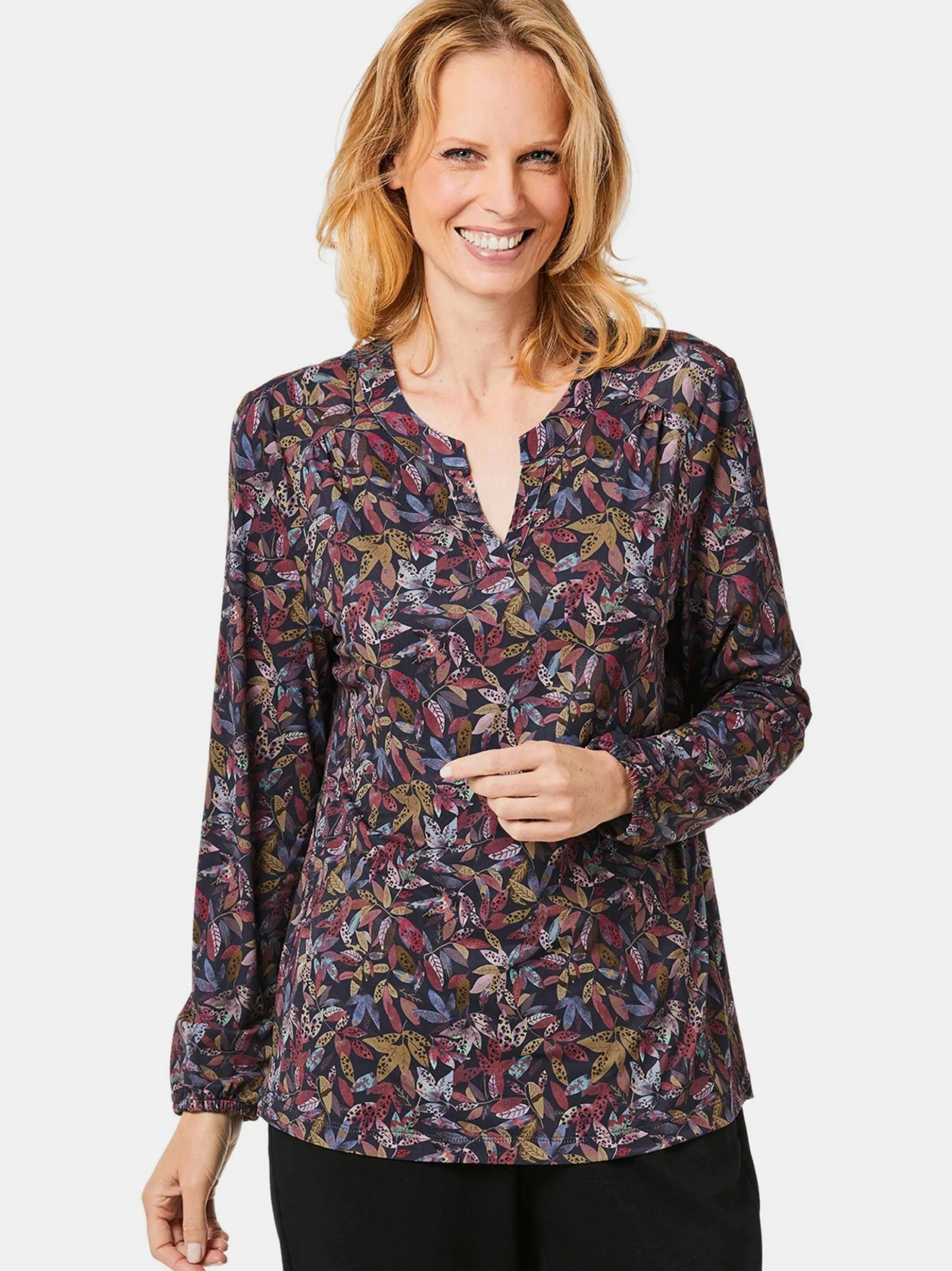 Goldner Damen Blusenshirts in marine - Ärmel: langarm