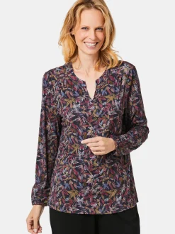 Goldner Damen Blusenshirts - Kurzgröße in marine