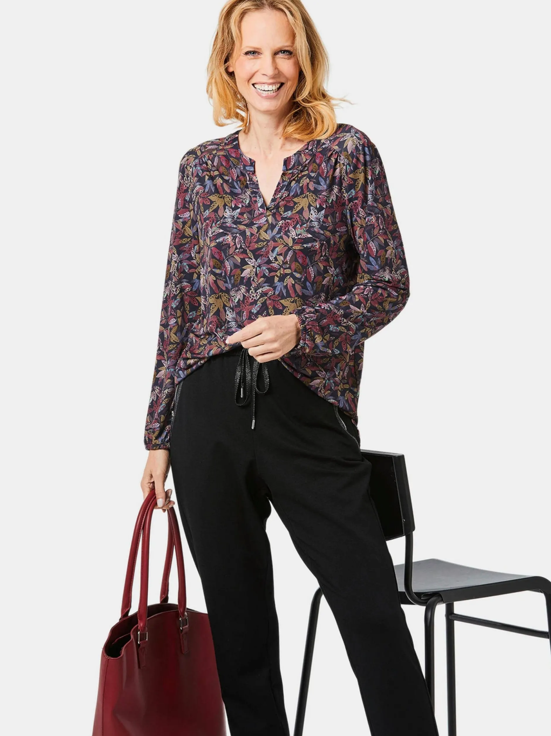 Goldner Damen Blusenshirts - Kurzgröße in marine