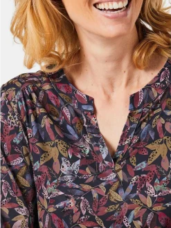 Goldner Damen Blusenshirts - Kurzgröße in marine