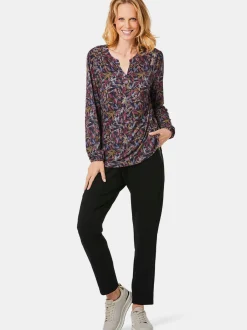 Goldner Damen Blusenshirts - Kurzgröße in marine