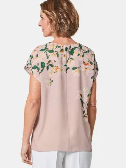 Goldner Damen Chiffon Blusen - Kurzgröße in rosa