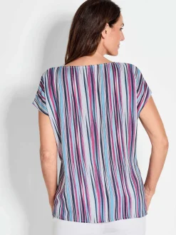 Goldner Damen Druckblusen - Kurzgröße in pink