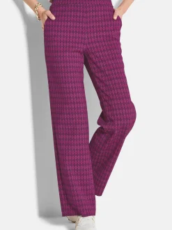 Goldner Damen Druckhosen - Kurzgröße in aubergine