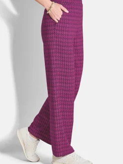 Goldner Damen Druckhosen - Kurzgröße in aubergine