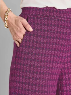 Goldner Damen Druckhosen - Kurzgröße in aubergine