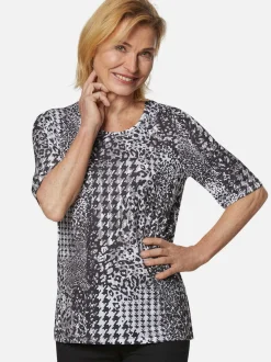Goldner Damen Druckshirts in schwarz - Ärmel: Halbarm