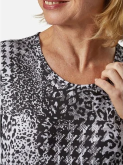 Goldner Damen Druckshirts in schwarz - Ärmel: Halbarm