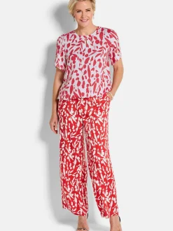 Goldner Damen Festliche Blusen in rot - Ärmel: kurzarm