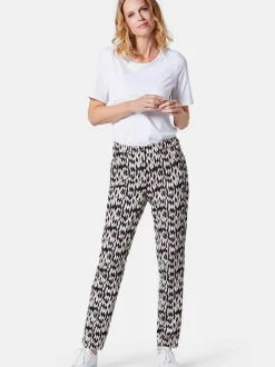 Goldner Damen Gemusterte Hosen in schwarz